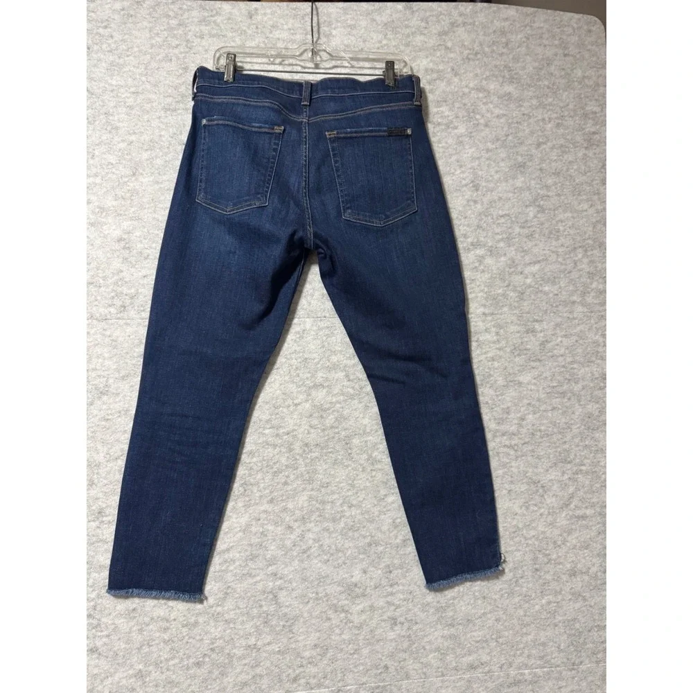 7 for All Mankind Women's Size 32 Cropped Raw Hem Dark Wash Jeans